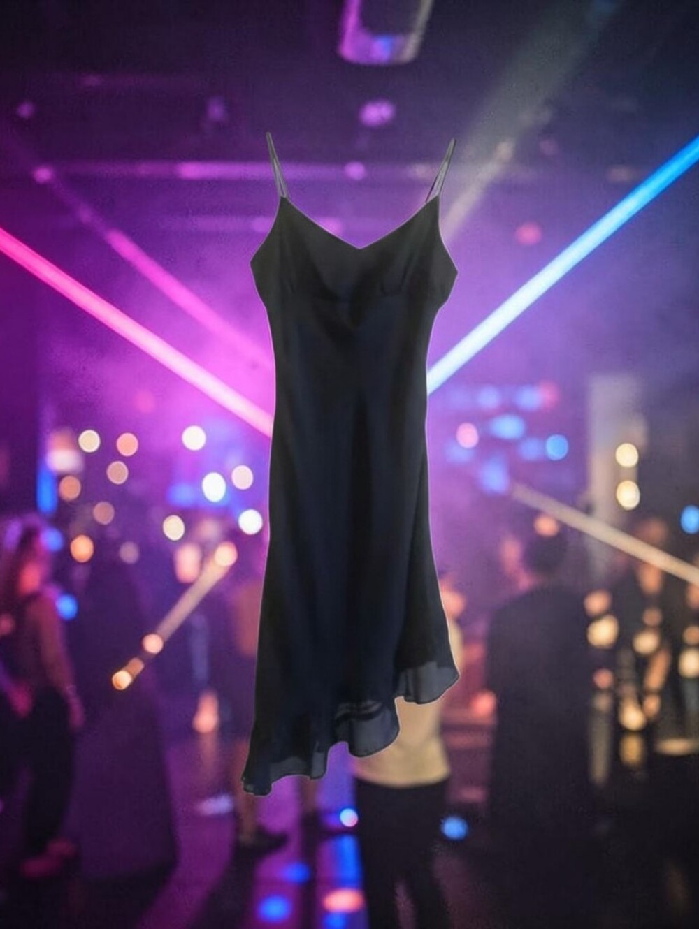 Sleek Black Asymmetrical Slip Dress - Minimalist Evening Look Size M